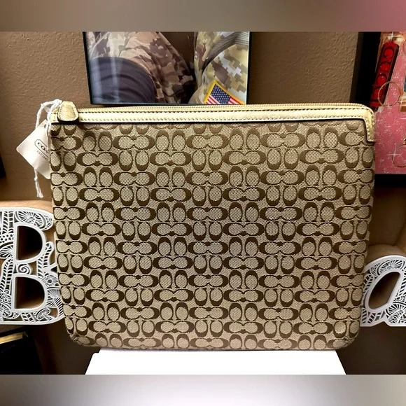 Coach Beige Cosmetic Bag with Signature Monogram NWT - Picture 2 of 4